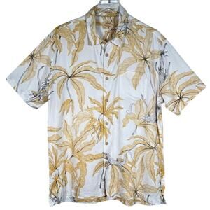 Quiksilver Waterman Collection Men's Shirt L White Maliko Lizard Short Sleeve